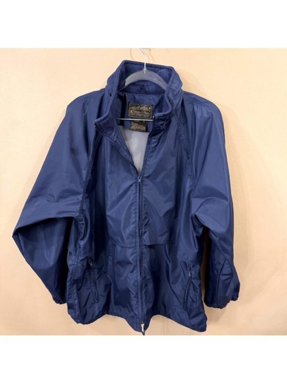 Vintage Eddie Bauer Windbreaker Jacket Navy Blue Women’s Large Seattle Tag EUC